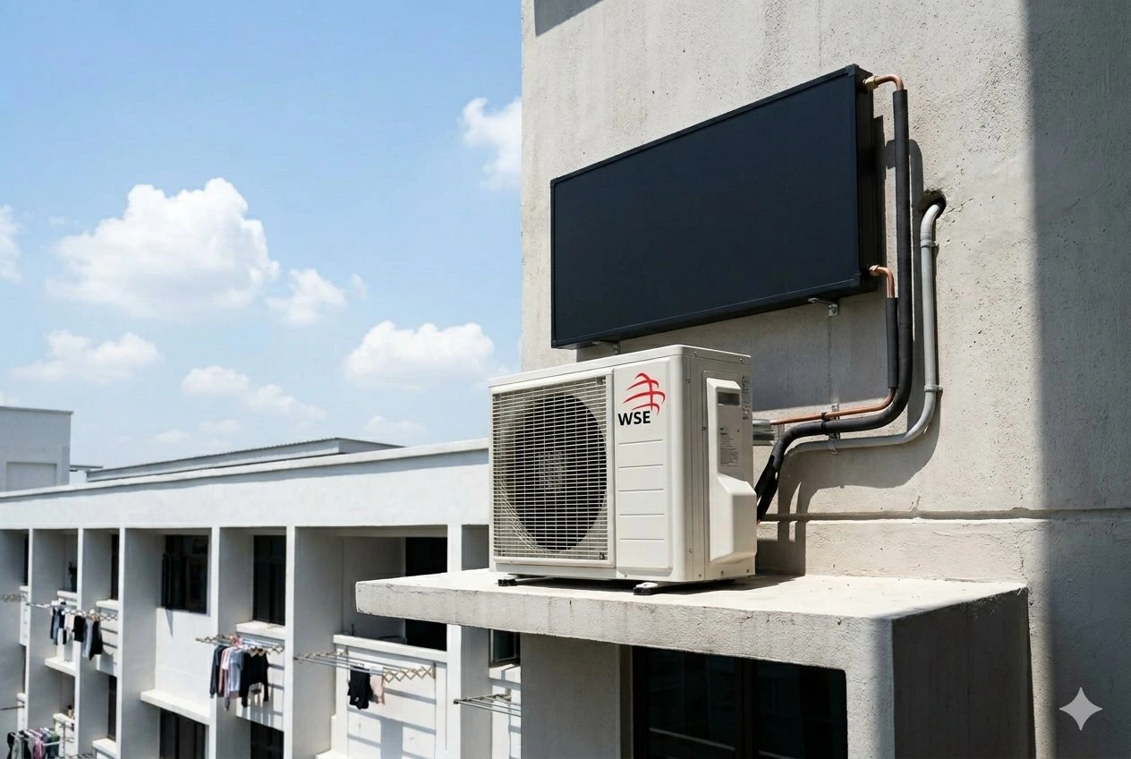 WSE Hybrid Thermal Air Conditioner — rooftop installation with thermal panel