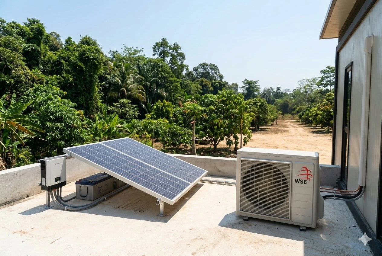 WSE Off-Grid Solar Air Conditioner rooftop installation
