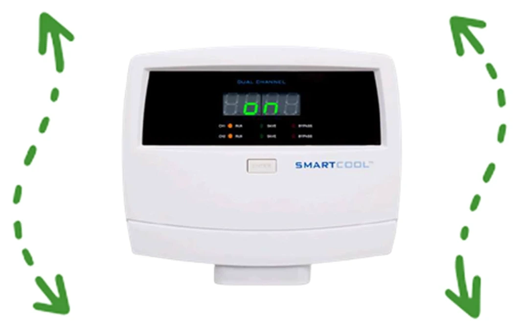 ECO3 how it works — compressor run time optimisation cycle showing ECO3 control unit connected to VRV/VRF outdoor units