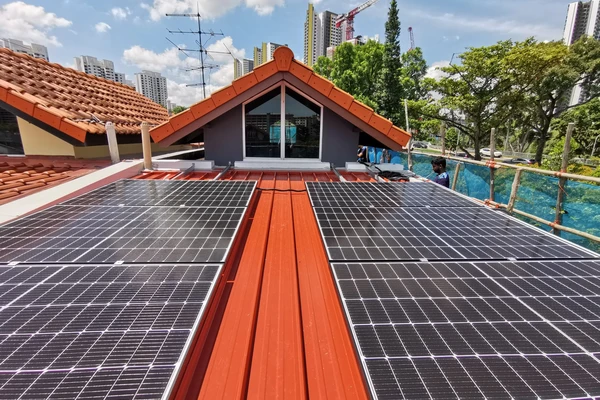 WSE Hybrid Solar AC-DC solar panel installed on roof ledge
