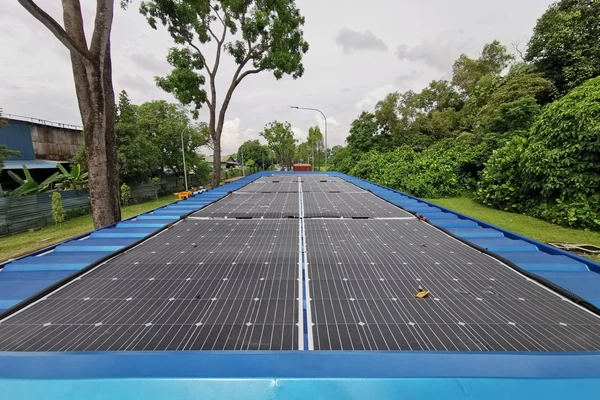 WSE Off-Grid Solar AC installation — rooftop solar panels on site office